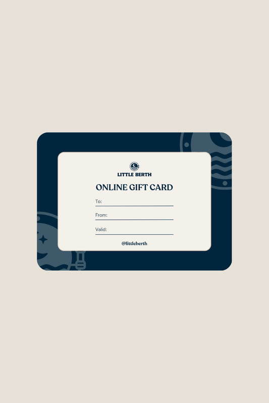 Online gift card with 'Little Berth' branding on a beige background